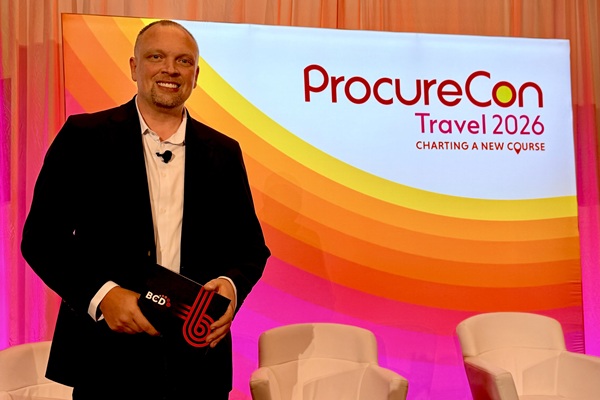 Speaker at ProcureCon Travel 2026 stage