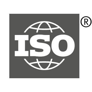ISO-Logo mit Weltkugel und Registered-Markenzeichen