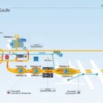 Karte des Flughafens Paris-Charles de Gaulle, Terminals gezeigt.