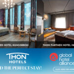 Una imagen promocional de Thon Hotels muestra dos habitaciones premium diferentes en los hoteles Kungsbron y Høje Taastrup.