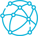 Icono de red global interconectada azul