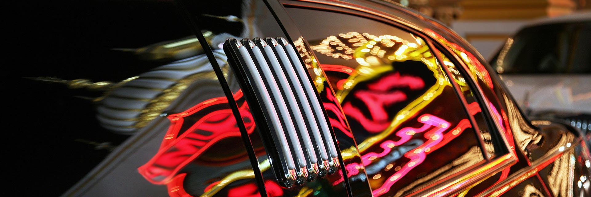 Close up of the window on a limousine car