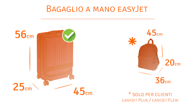 16.5" sottosella bagagli Carry su Smart CABINA rigida 2 Ruote Approvato Easyjet 