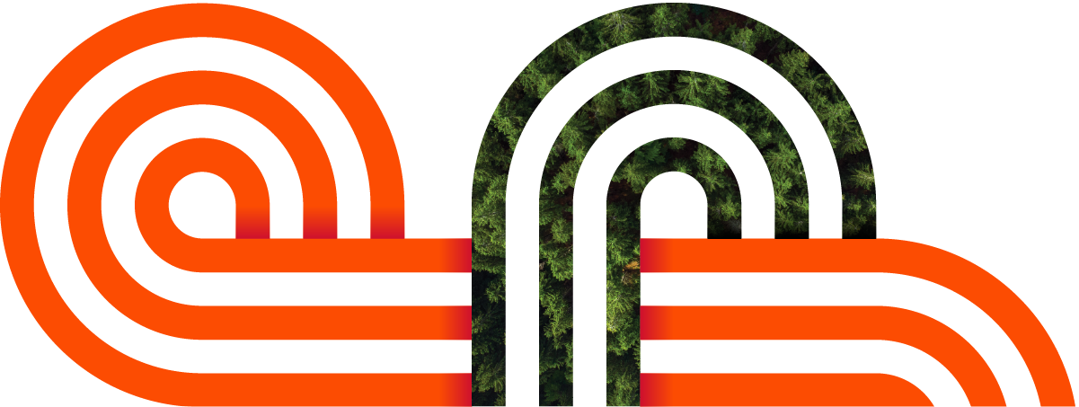 Oranje achtergrond met groene boogvormen