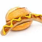 Broodje met een worst en mosterd