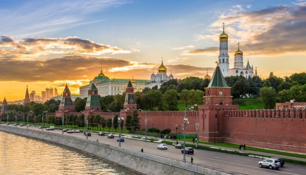 Kremlin bij zonsondergang, Moskou, Rusland