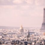 Skyline van Parijs met Eiffeltoren en gebouwen.