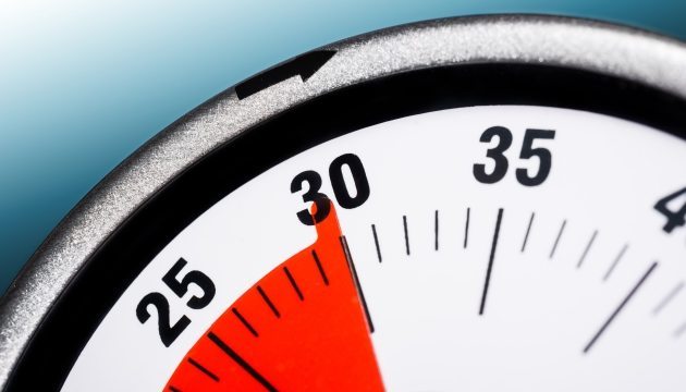 Close-up van een stopwatch op 30 seconden