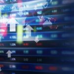 Wereldkaart met financiële gegevens en trends