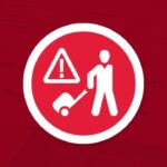 Waarschuwing symbool reiziger met koffer