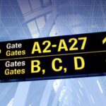 Luchthavenbord met gates A2-A27 en B, C, D