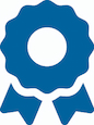 Blue ribbon badge icon for achievement