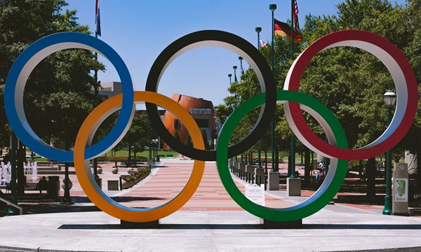 The famous Olympic rings outside of a Games venue - Paris 2024