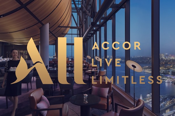 Accor Live Limitless logo with city view.