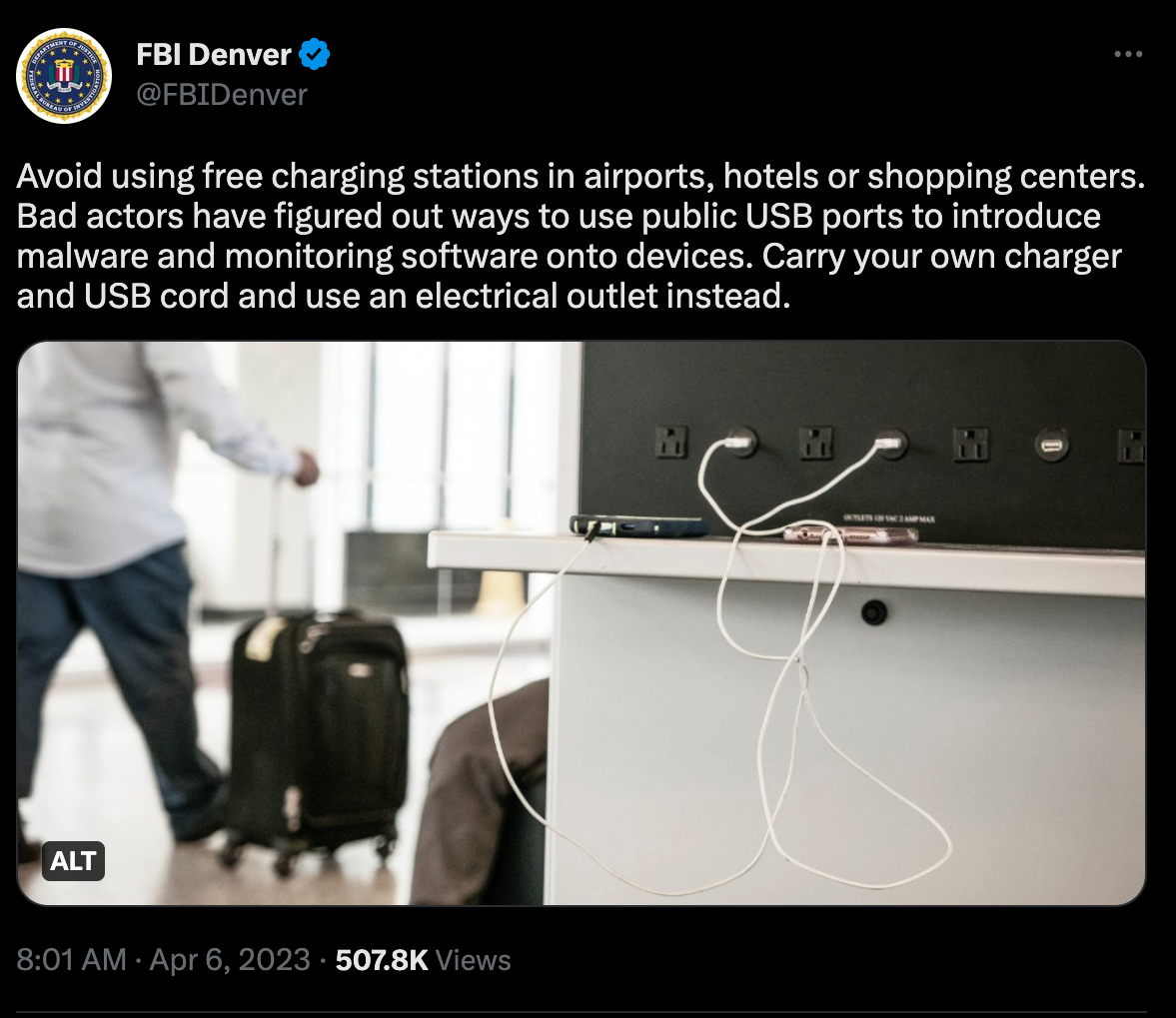 FBI cautions against airport phone chargers BCD Travel