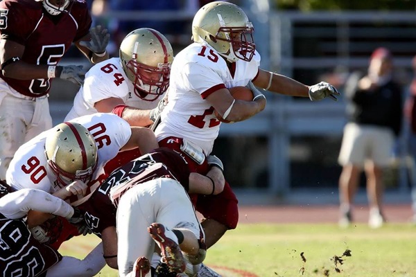 American football players in action