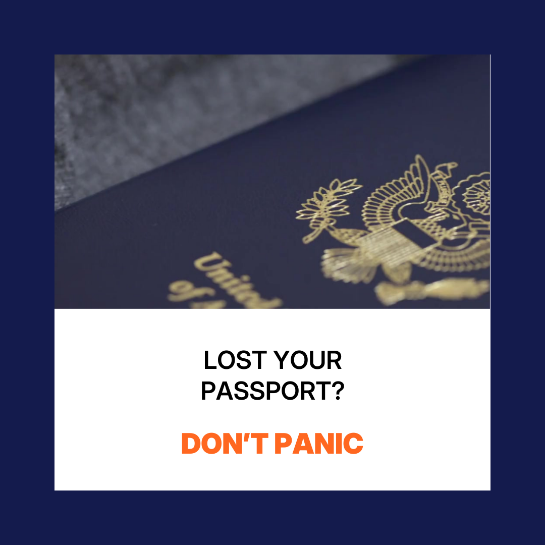 Close-up of a U.S. passport with reassurance message.