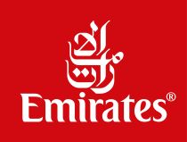 Emirates airline logo on red background