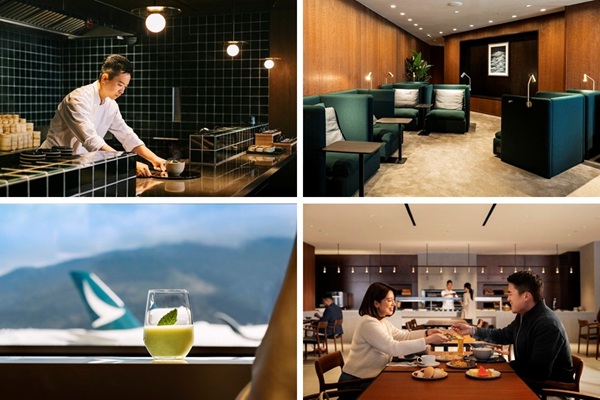 Luxury dining and lounge experiences with airline view