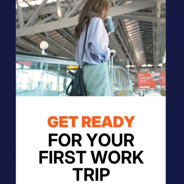 Woman at airport preparing for work trip