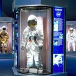 Astronaut suits displayed in museum exhibit