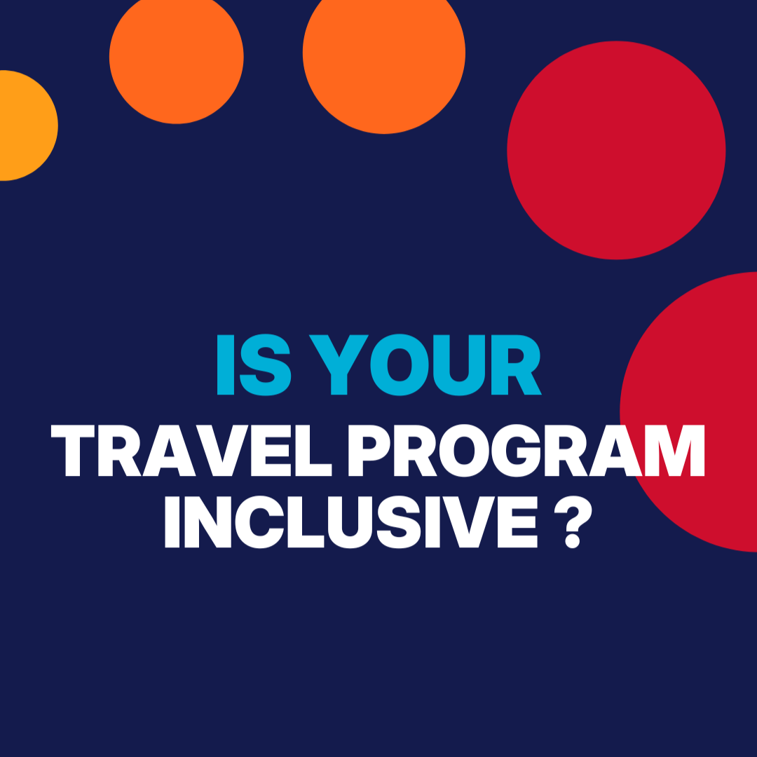Inclusive travel program inquiry with colorful dots.
