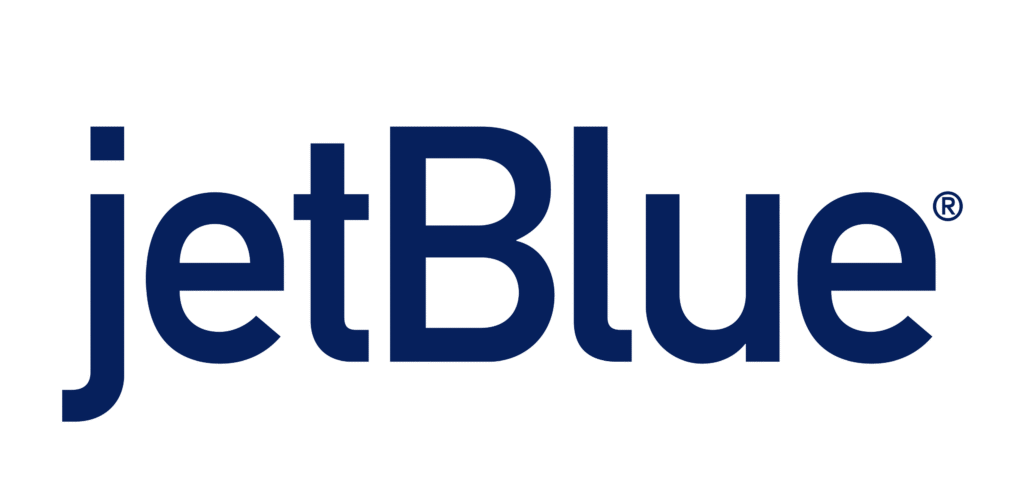 JetBlue logo in dark blue lettering