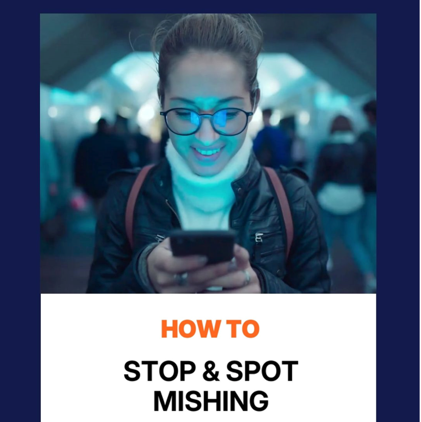Woman using phone under neon lights, avoiding mishing.