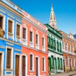 Colorful colonial buildings on a city street