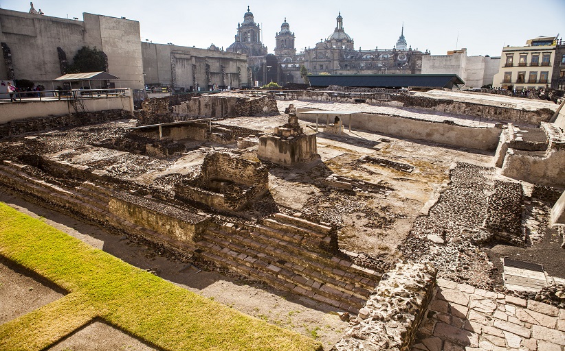 Ancient ruins of Templo Mayor in Mexico City