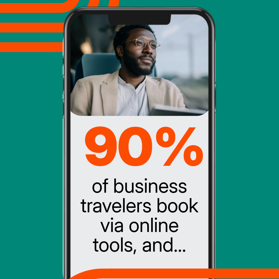 Smartphone displaying business travel booking statistic
