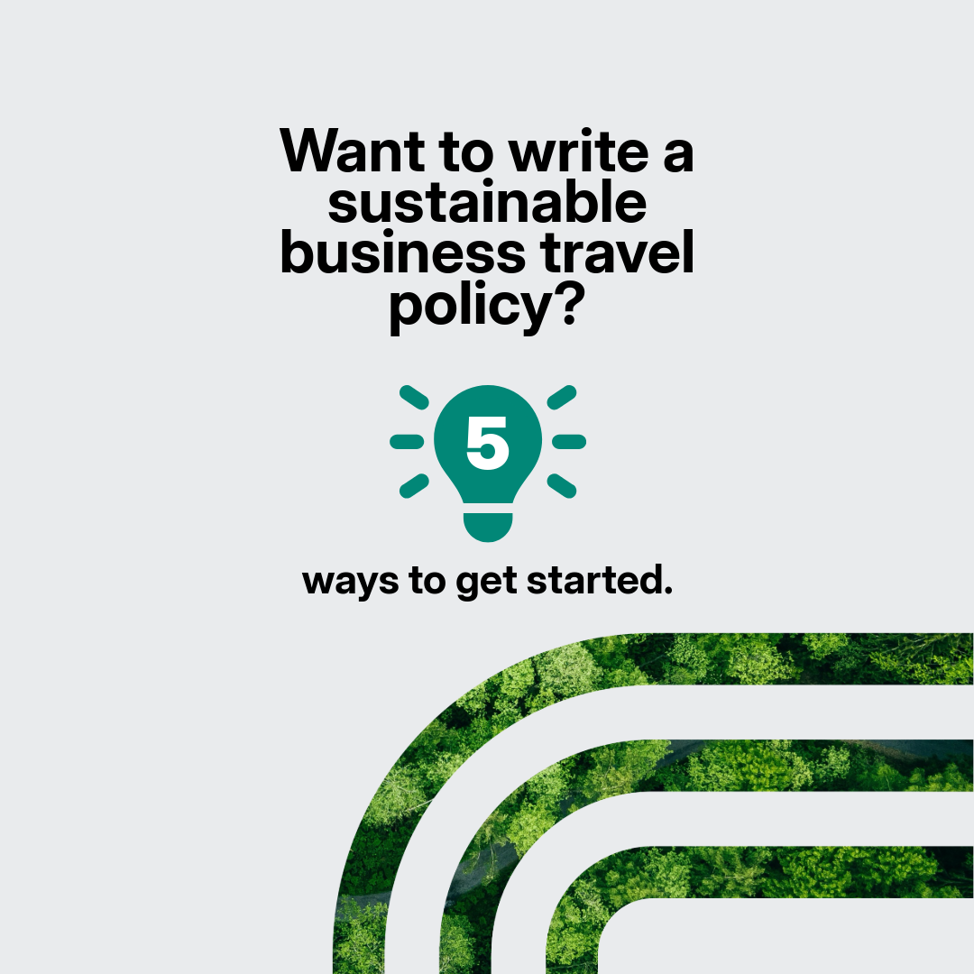 Sustainable business travel policy tips graphic