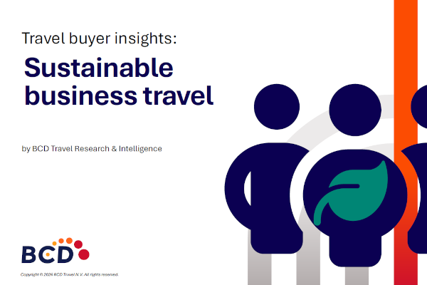 Cover page titled Sustainable business travel by BCD Travel