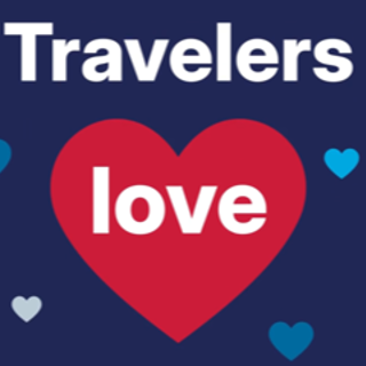 Travelers love heart graphic with colorful hearts