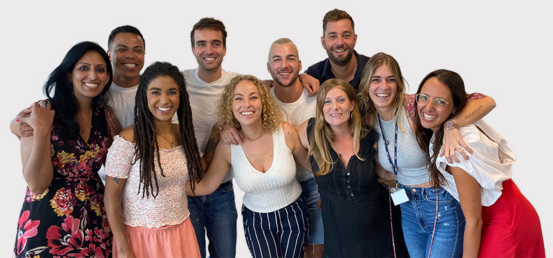 Diverse group of smiling people together.