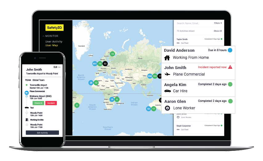 SafetyIQ dashboard on laptop and smartphone screens