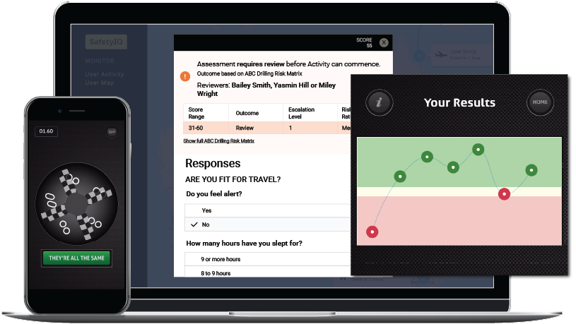 Safety assessment dashboard on laptop and smartphone