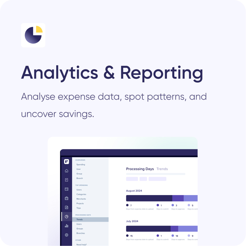 Analytics and reporting dashboard with expense insights