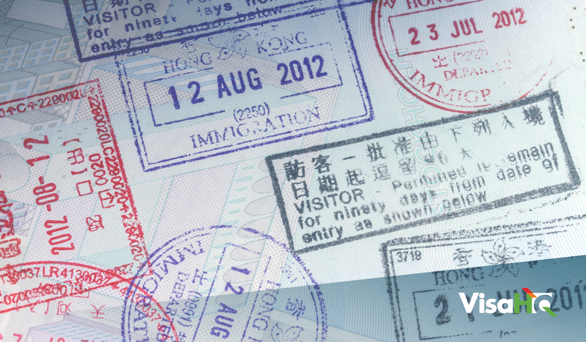 Passport pages with Hong Kong immigration stamps